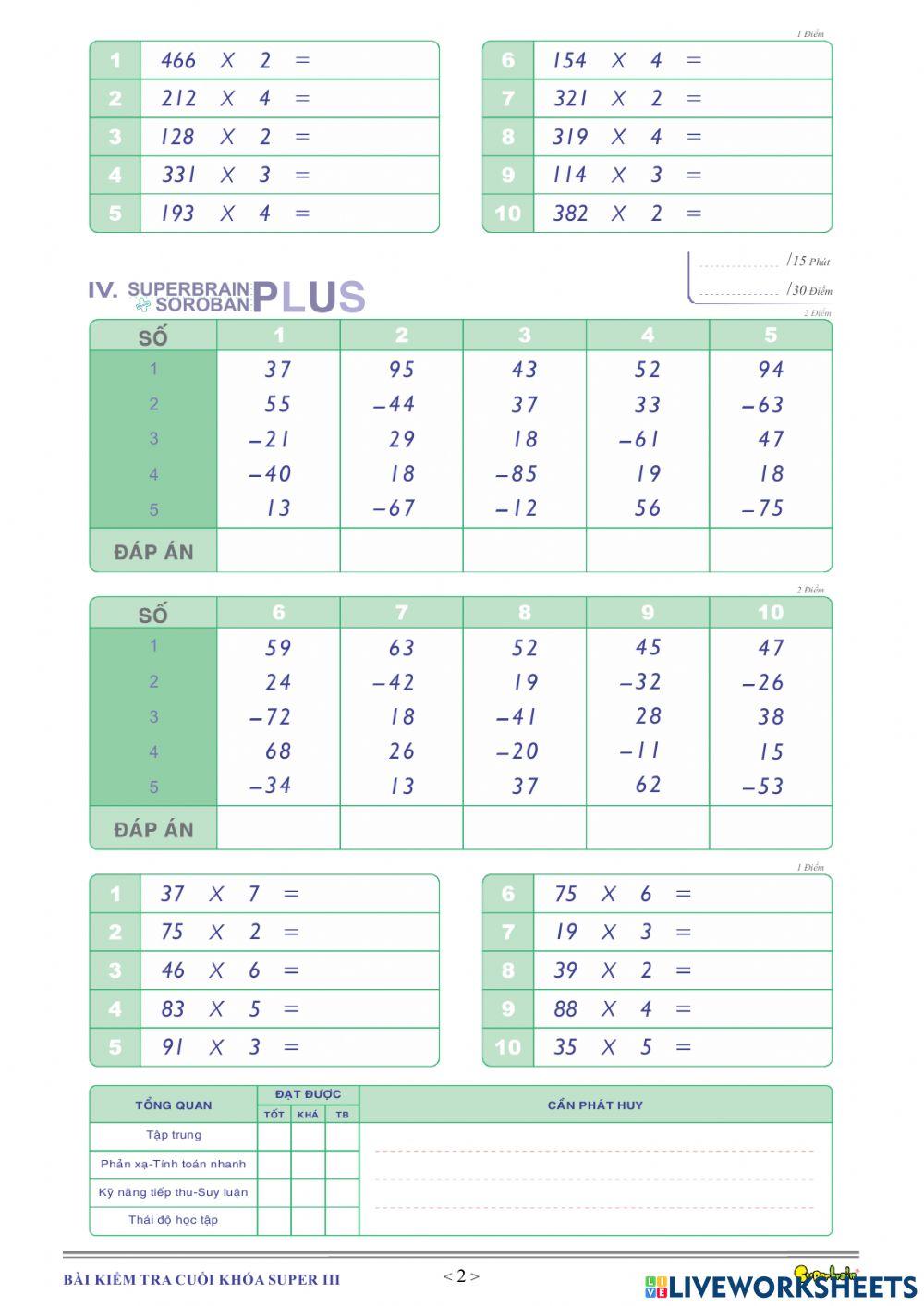 Kiểm tra cuối khóa super 3
