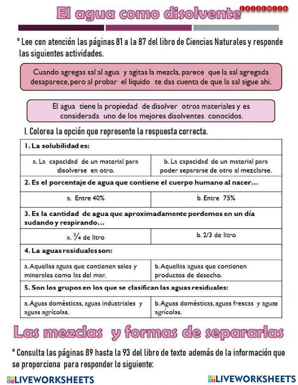 Agua como disolvente