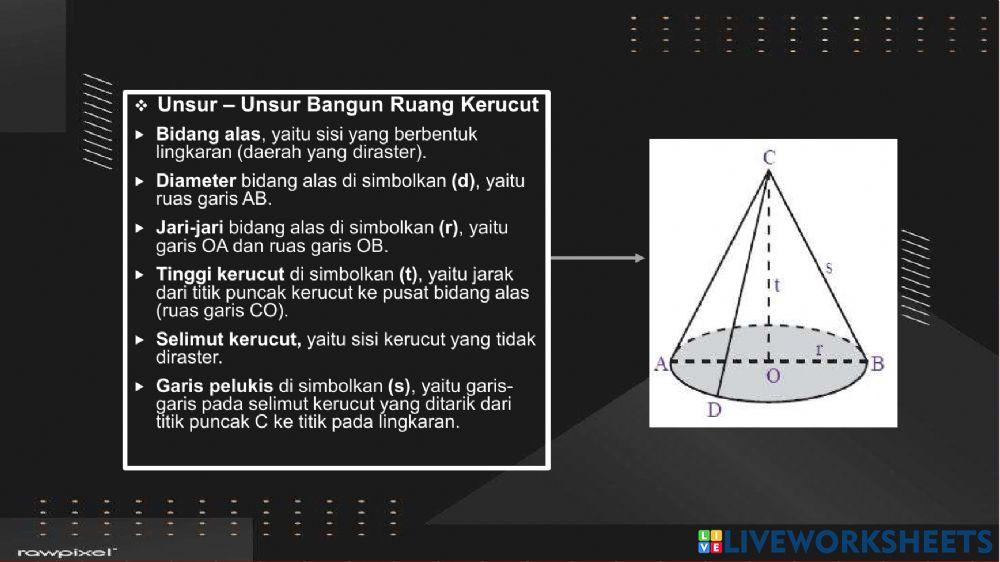 Materi Volume Kerucut worksheet | Live Worksheets