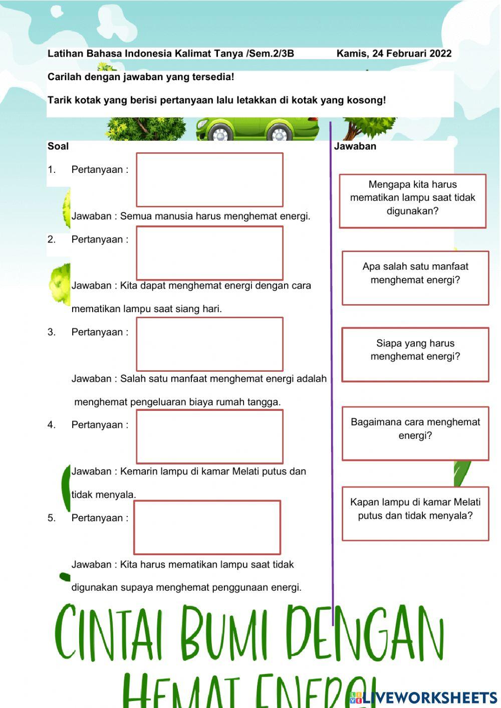 Latihan Bahasa Indonesia Kalimat Tanya