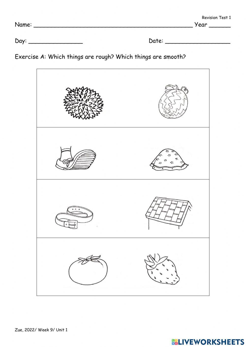Rough And Smooth Objects Worksheets Rough And Smooth Objects Worksheets