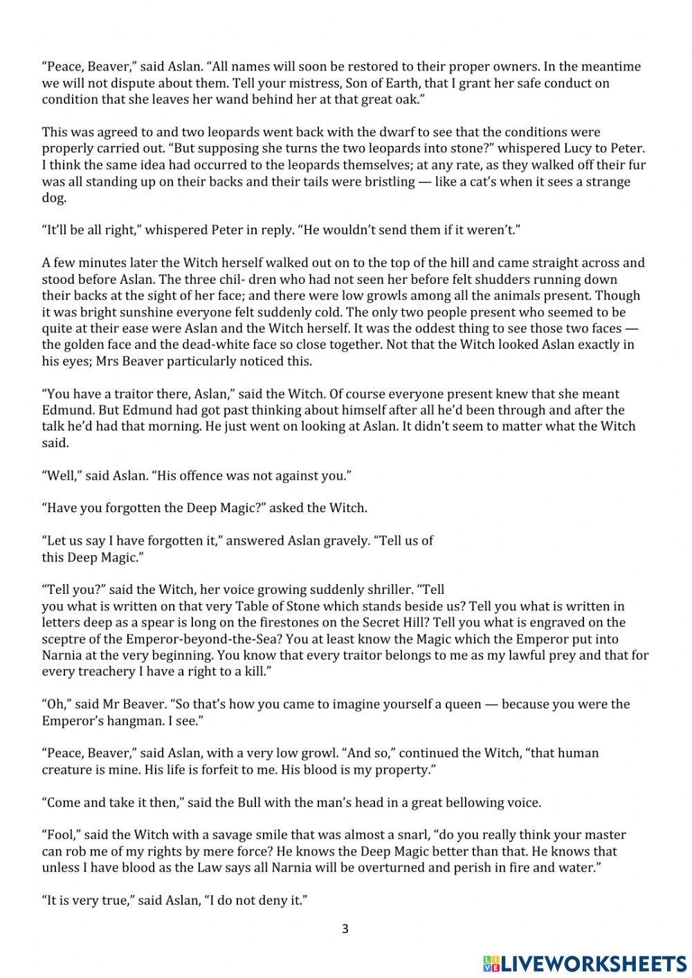 The Lion The Witch and the Wardrobe Chapter 13