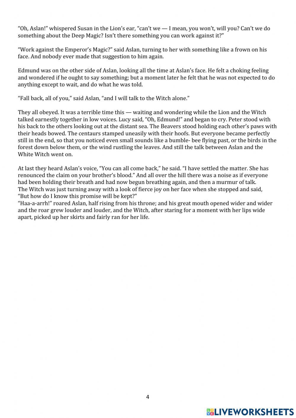 The Lion The Witch and the Wardrobe Chapter 13