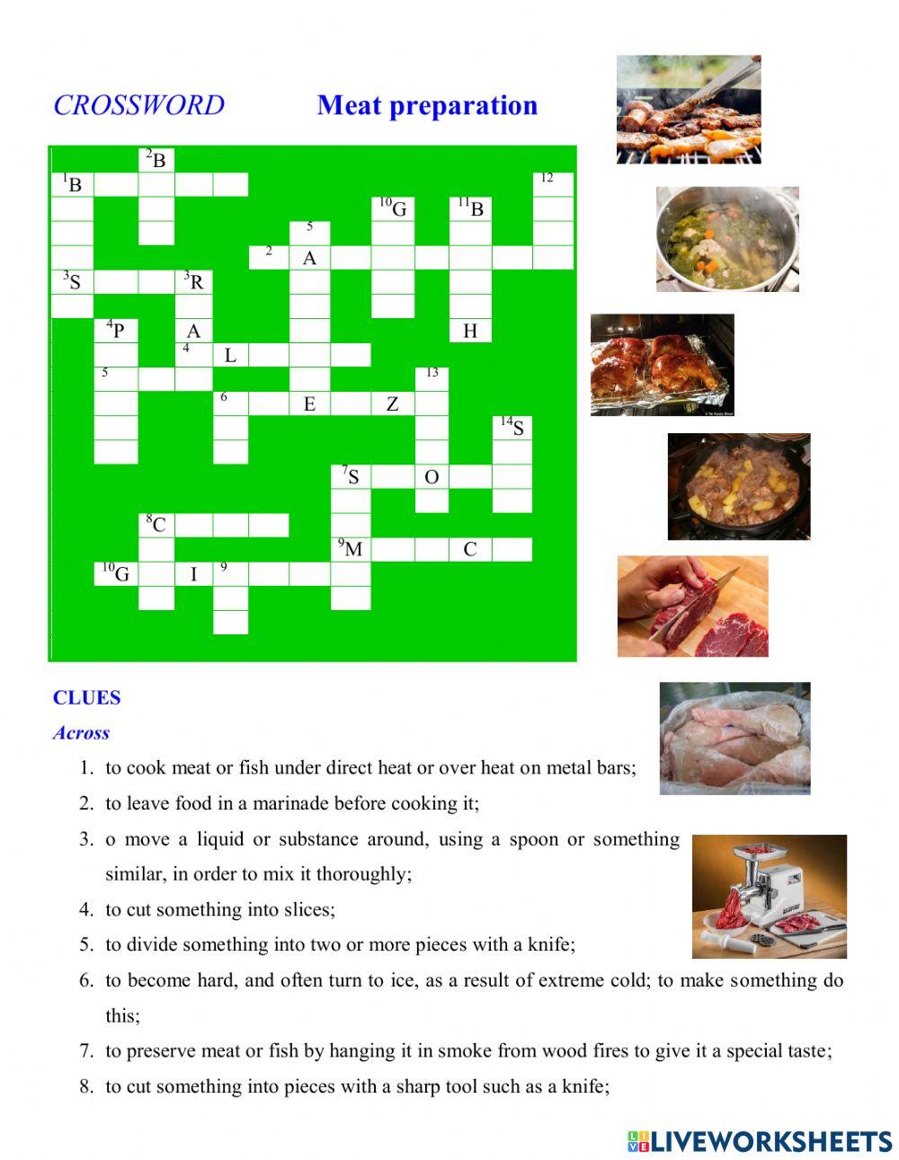 Meat preparation worksheet live worksheets