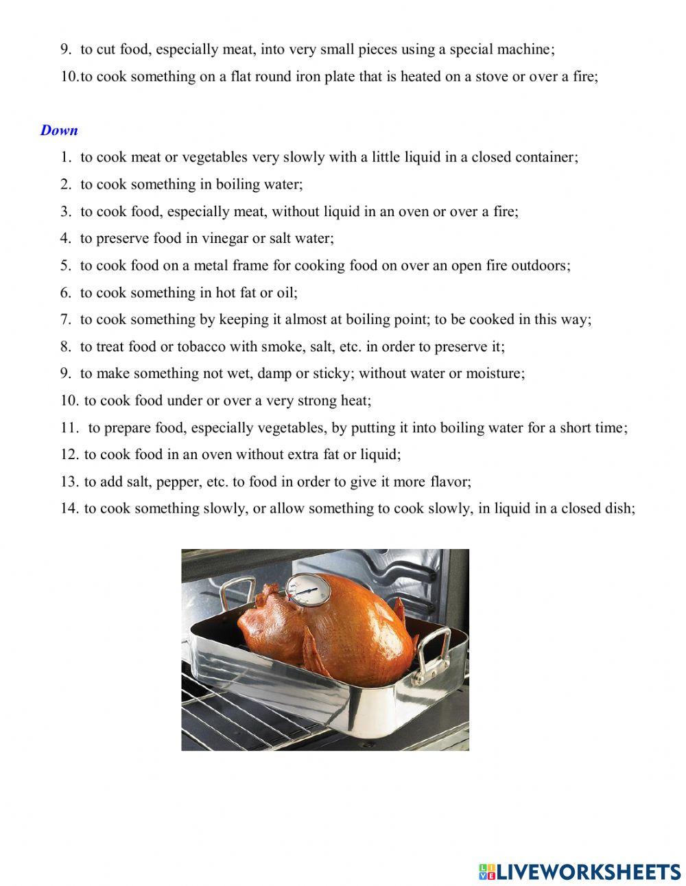 Meat preparation worksheet live worksheets