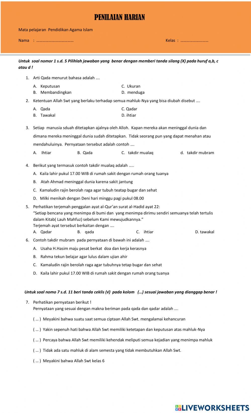 Latihan ulangan pelajaran 7