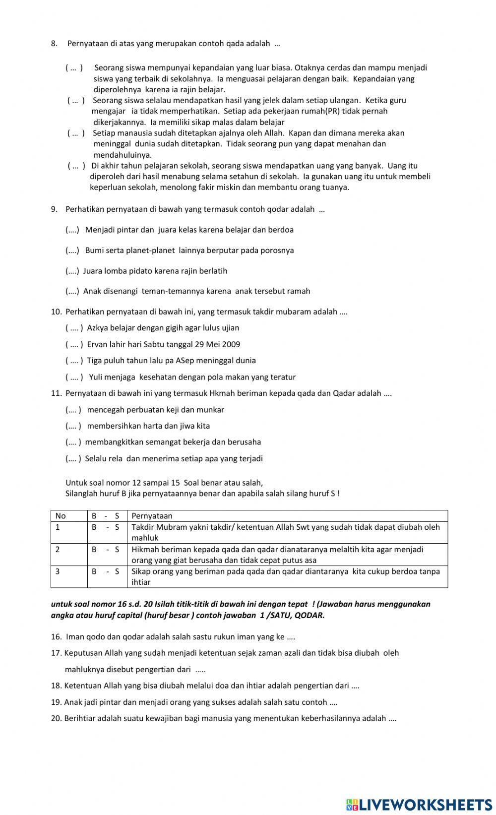 Latihan ulangan pelajaran 7