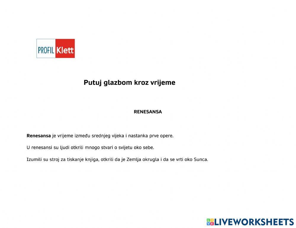 Glazba renesanse - radni materijali za djecu s teškoćama u učenju