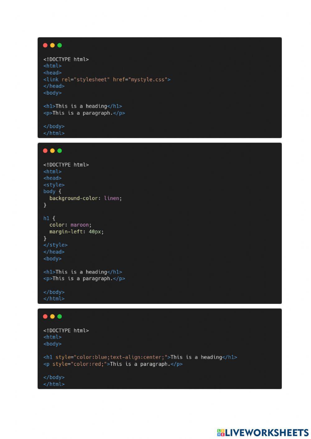 Css activity | Live Worksheets