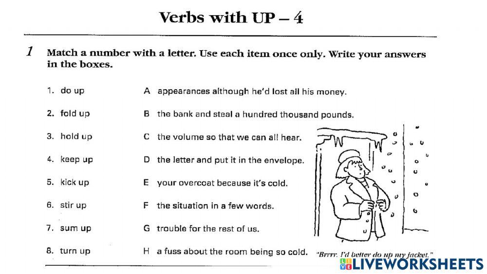 Phrasal verbs -UP -Unit 4 (matching)
