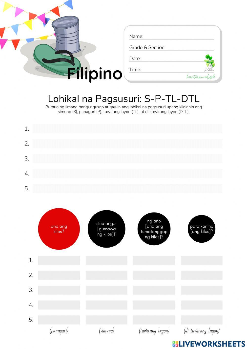 Lohikal na Pagsusuri: Simuno, Panaguri, Tuwirang Layon at Di-Tuwirang Layon