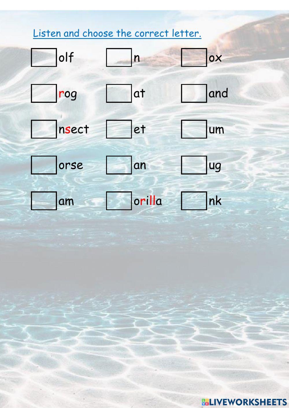 Ago phonic listen and choose f to j