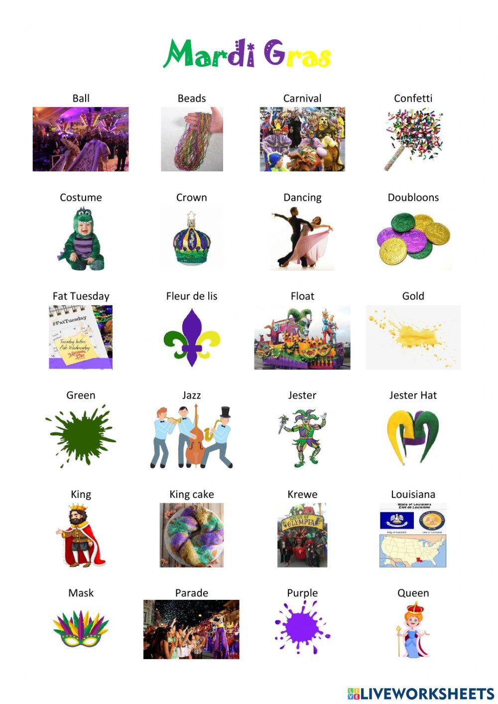 Mardi Gras Vocabulary