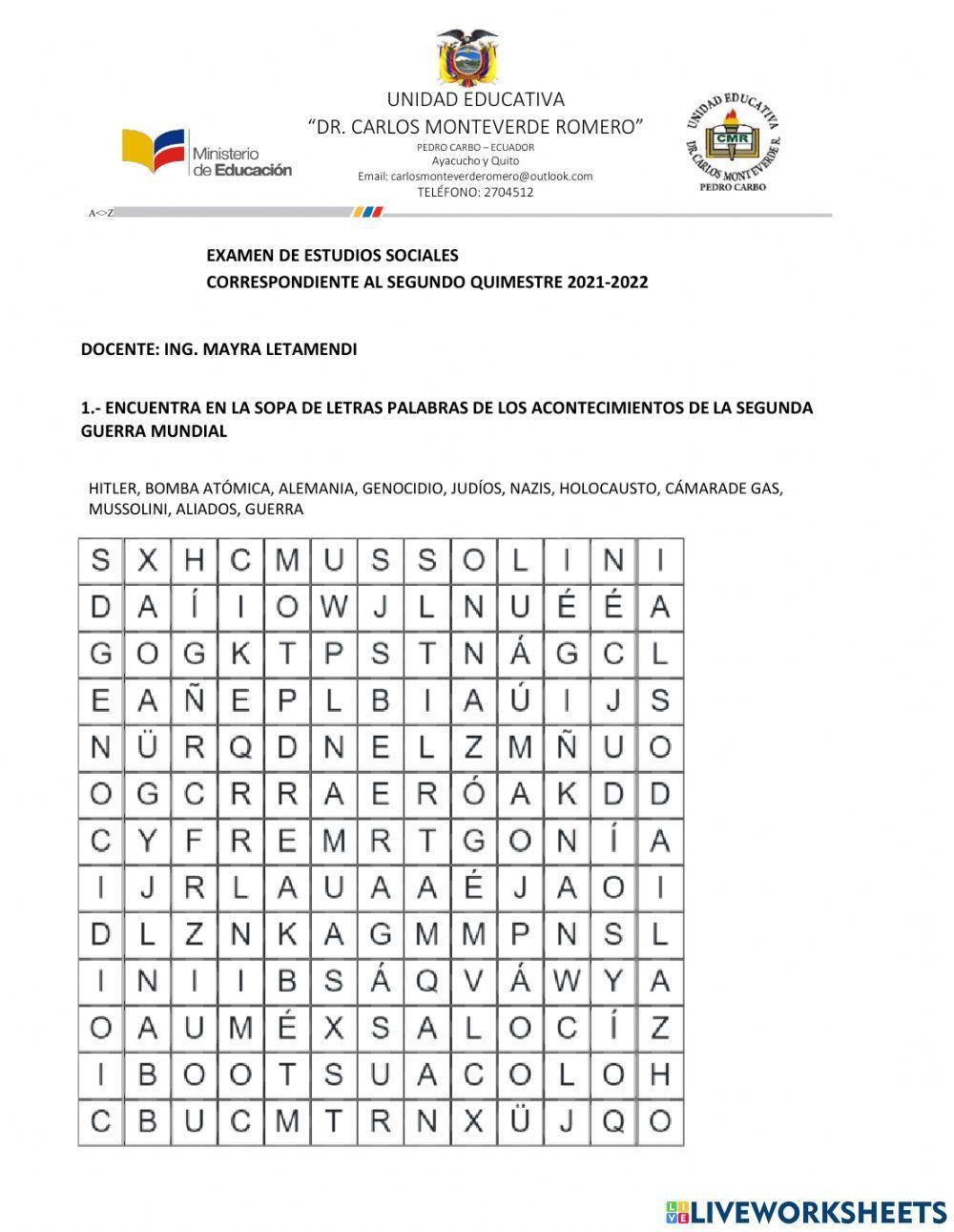 Examen de estudios sociales