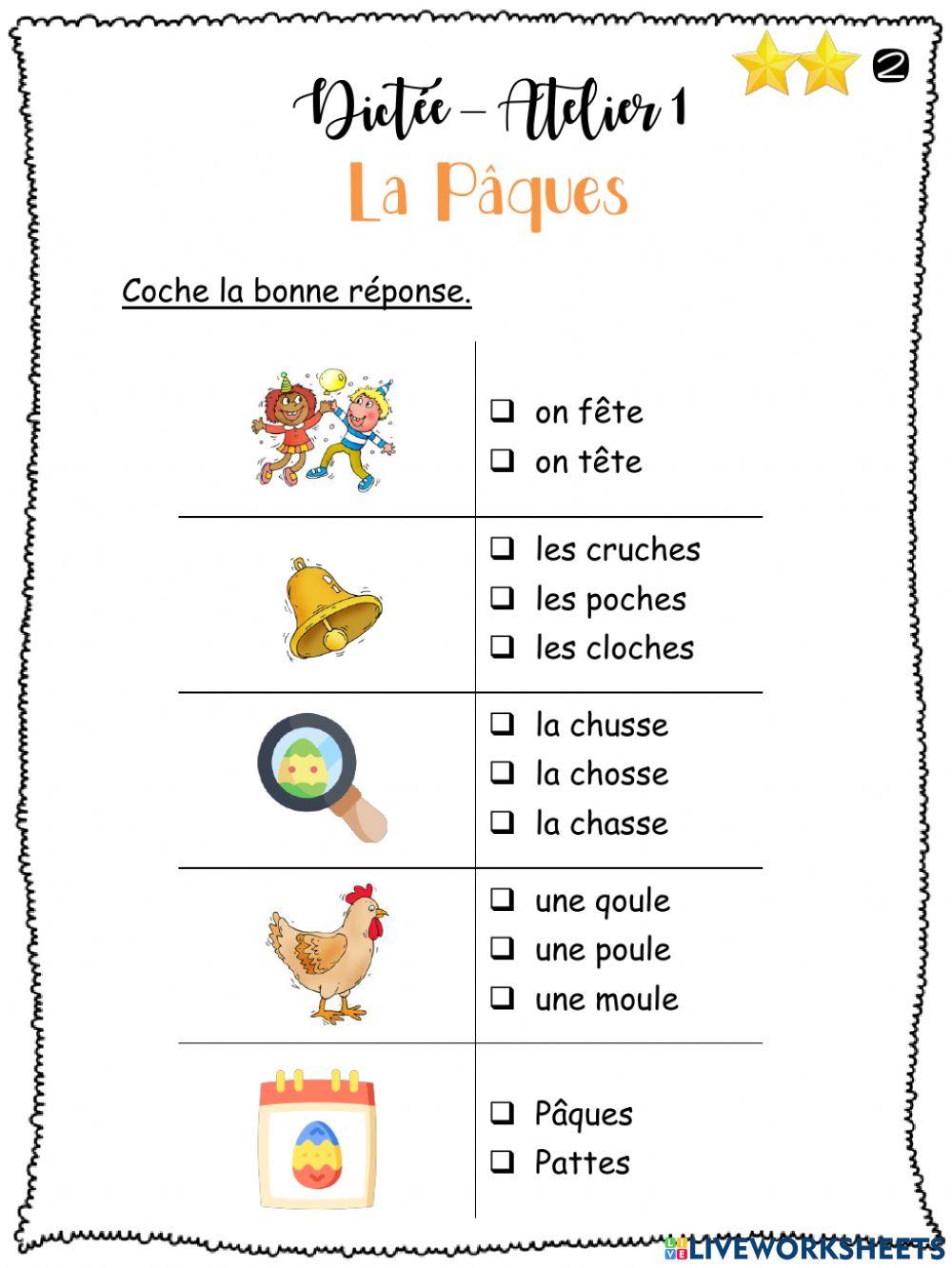 Dictée - La Pâques - A1G2