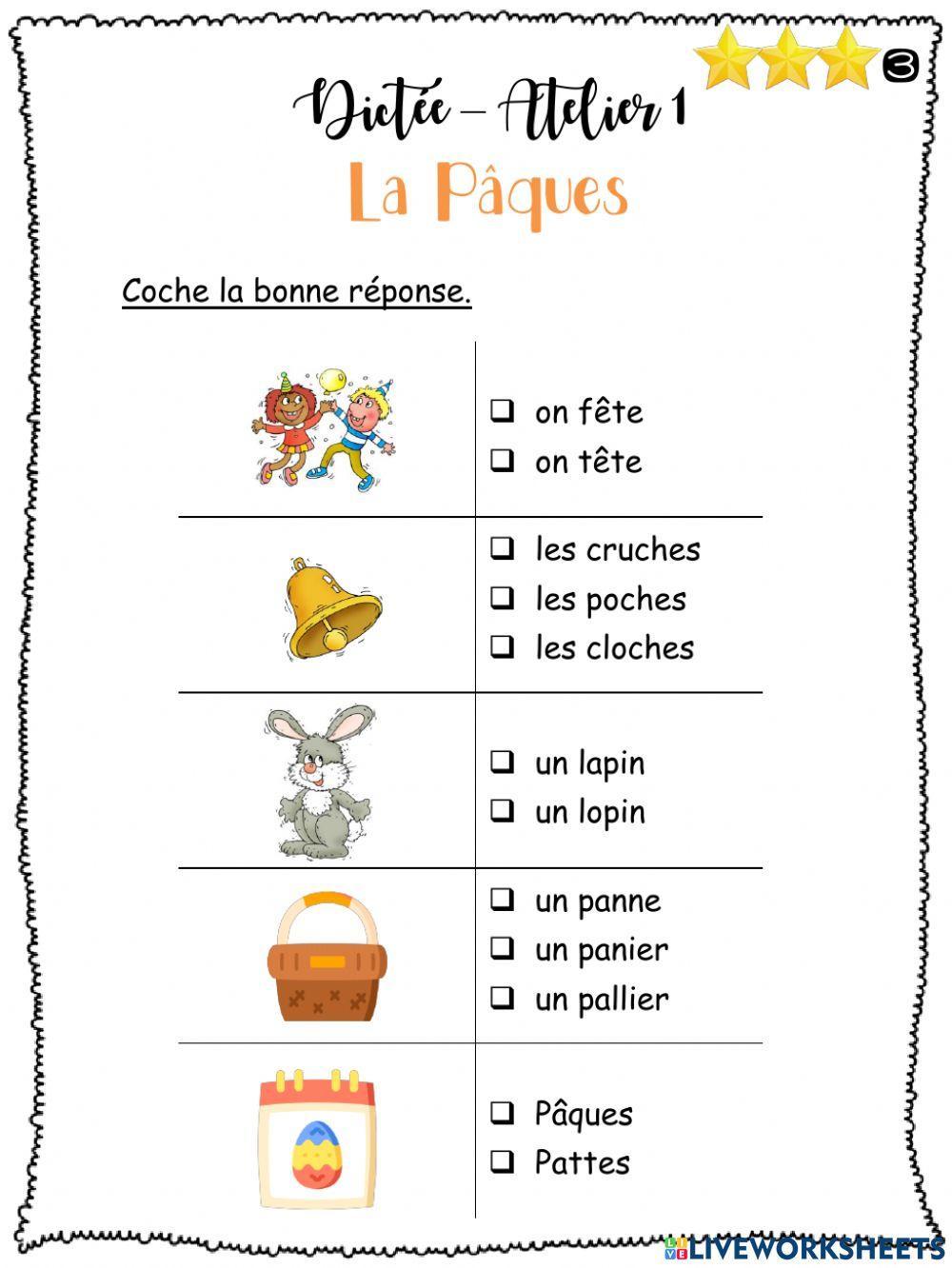 Dictée - La Pâques - A1G3