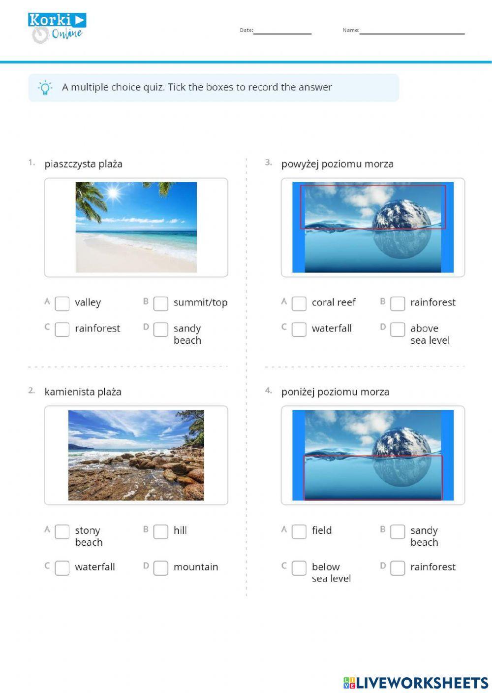 Repetytorium 8klasisty Pearson unit 5 Świat przyrody - Task 1 landscape