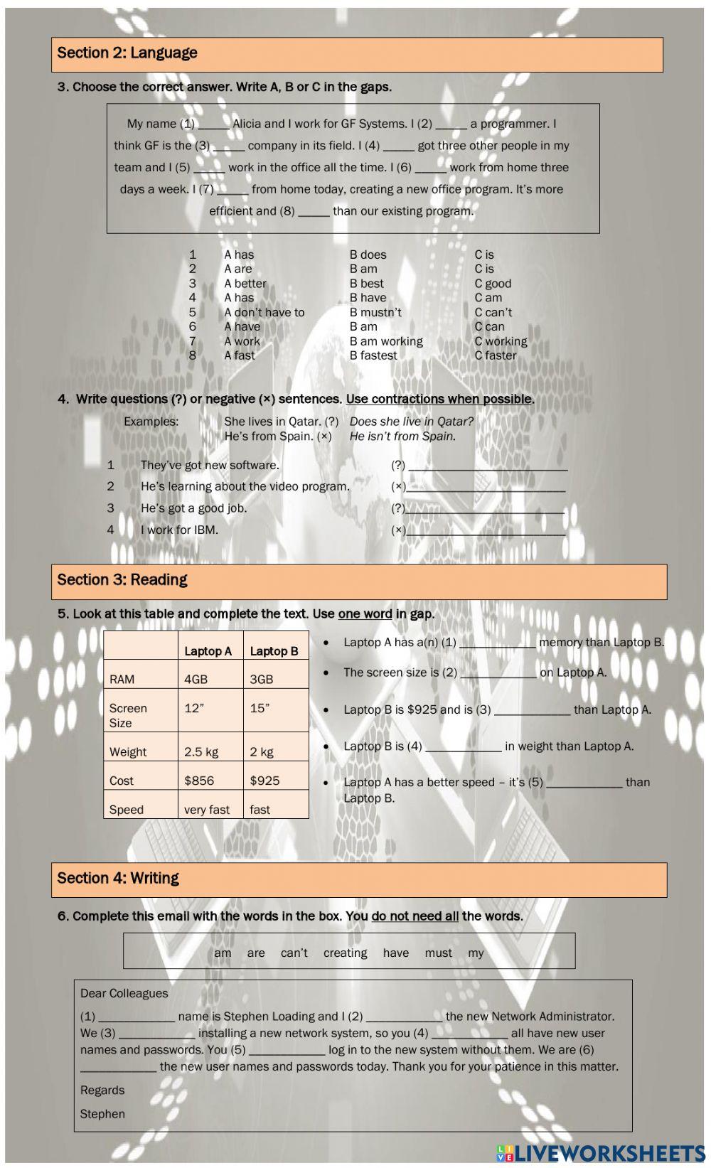 English for Information Technology