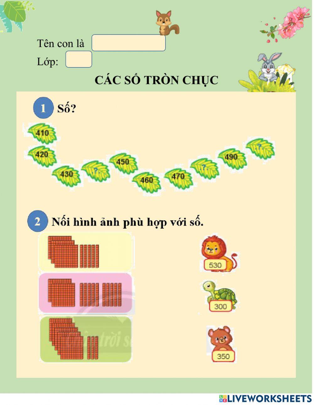 Các số tròn chục