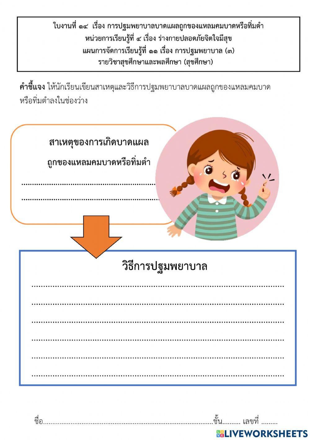 การปฐมพยาบาลบาดแผลถูกของแหลมคมบาดหรือทิ่มตำ