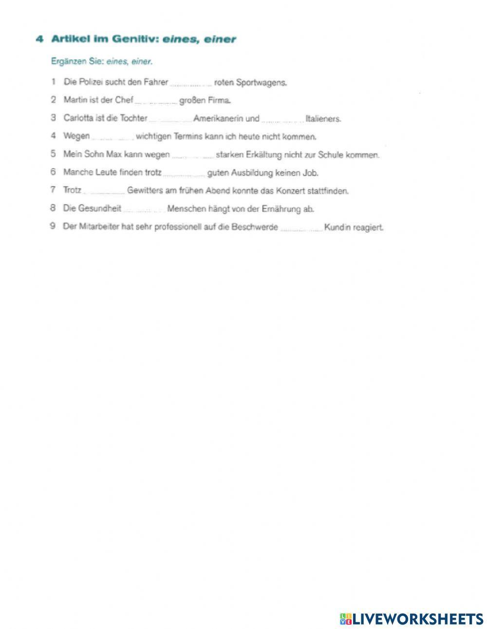 Genitiv (bestimmter-unbestimmter Artikel)