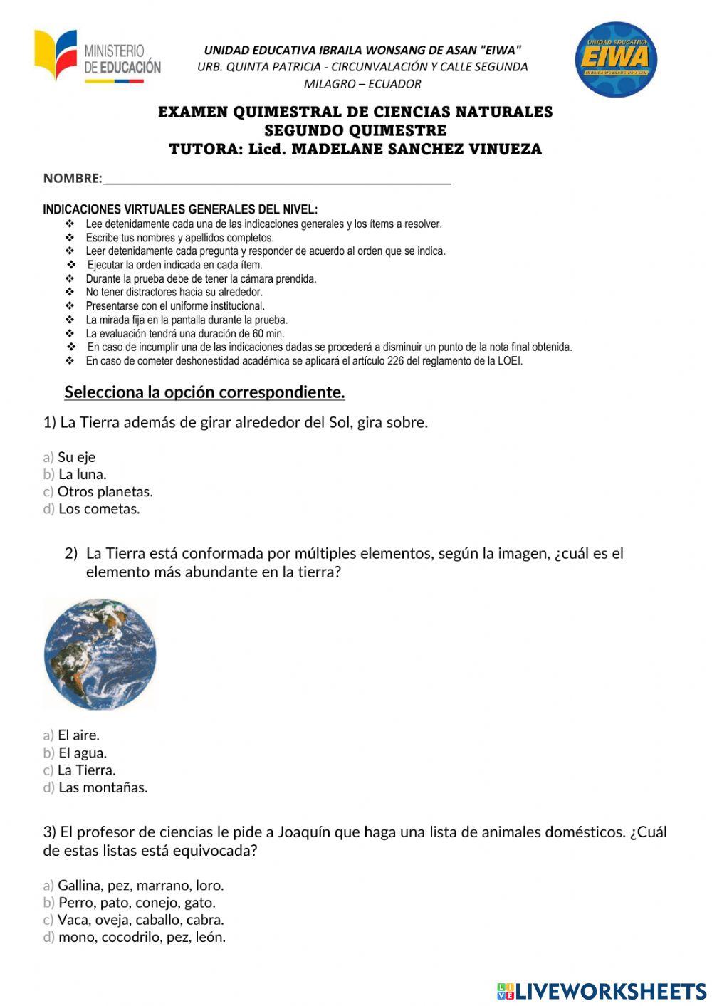 Evaluacion ciencias