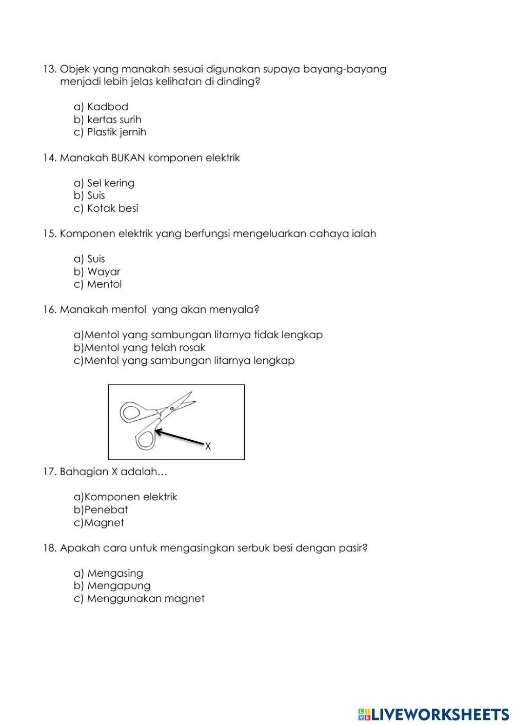 Pentaksiran penguasaan kemahiran asas kurikulum sains tahun 2