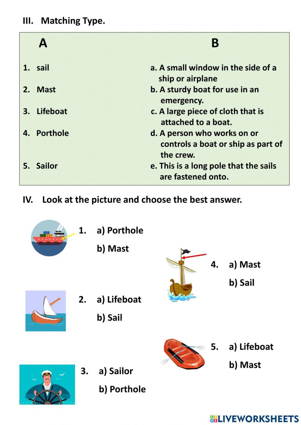 Vocabulary Test Unit 8 & 9