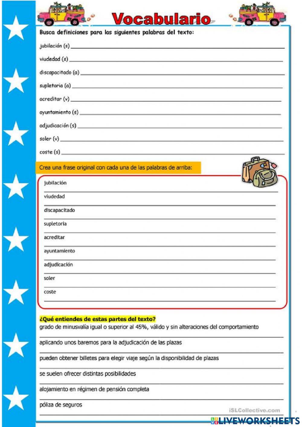 Ficha para trabajar la comprensión lectora