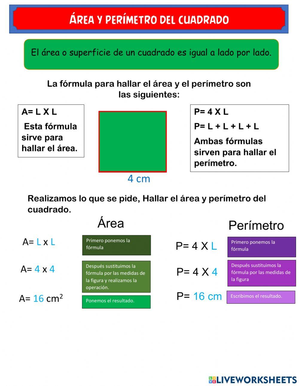 Área y perímetro del cuadrado Área y perímetro del cuadrado
