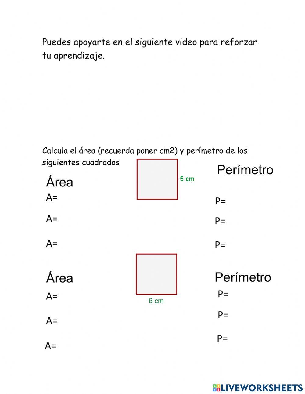 Área y perímetro del cuadrado Área y perímetro del cuadrado