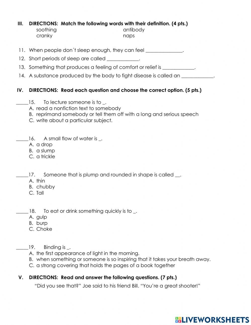 6-T2 Reading Trimestral Exam