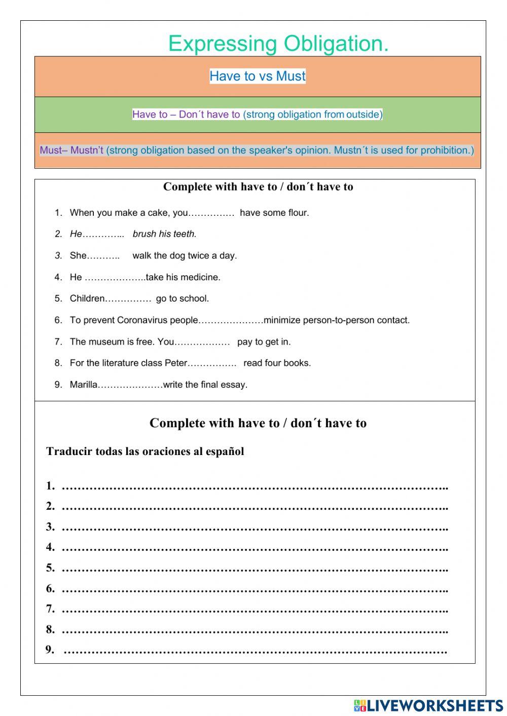 Expressing Obligation.