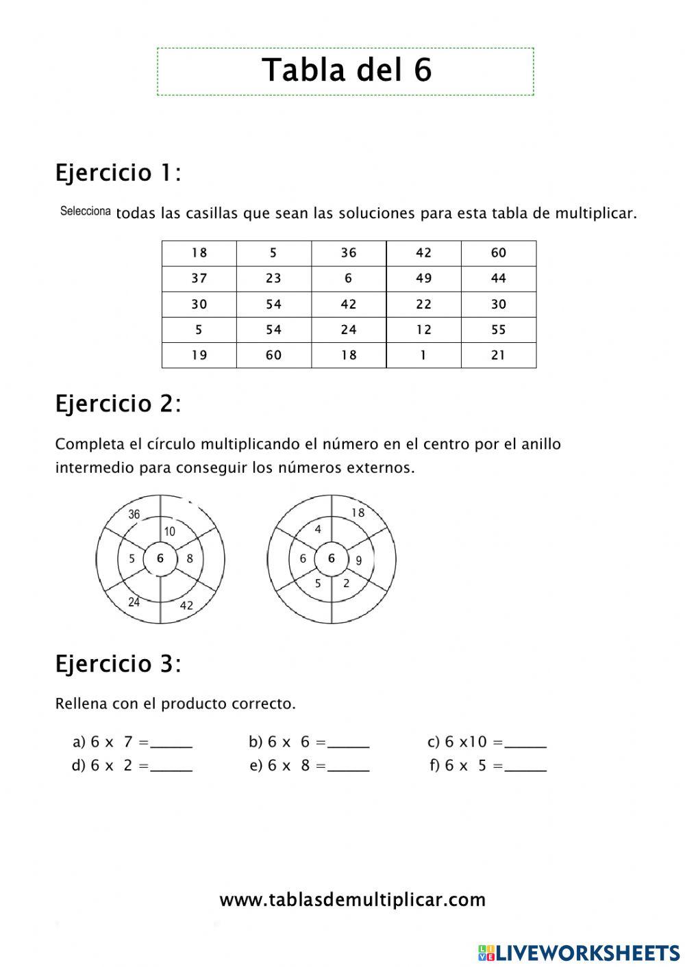 Multiplicaciones por 6 y 7