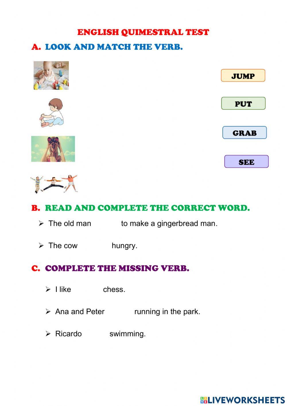 Quimestral 2 English Test