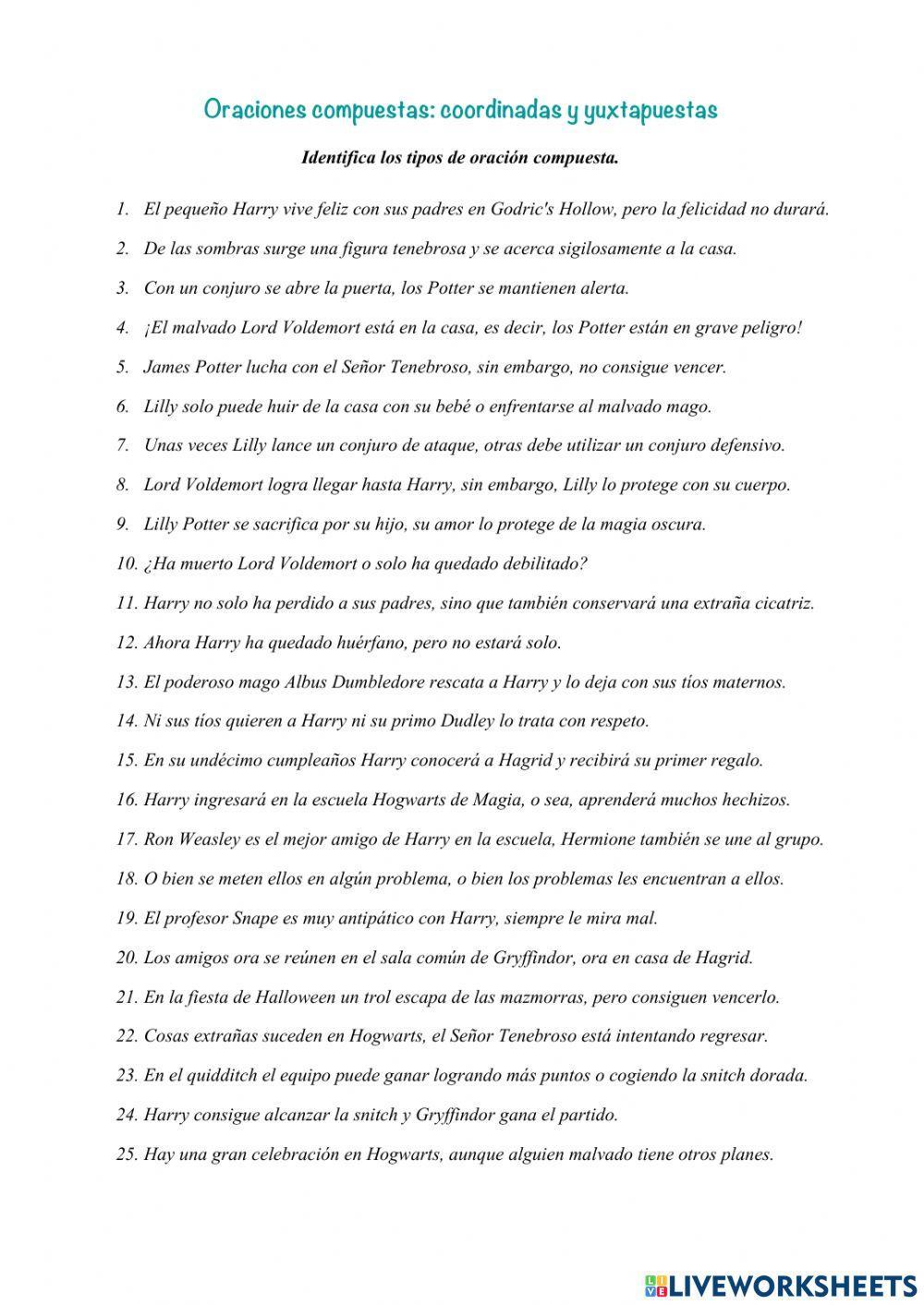 Oraciones compuestas: coordinadas y yuxtapuestas
