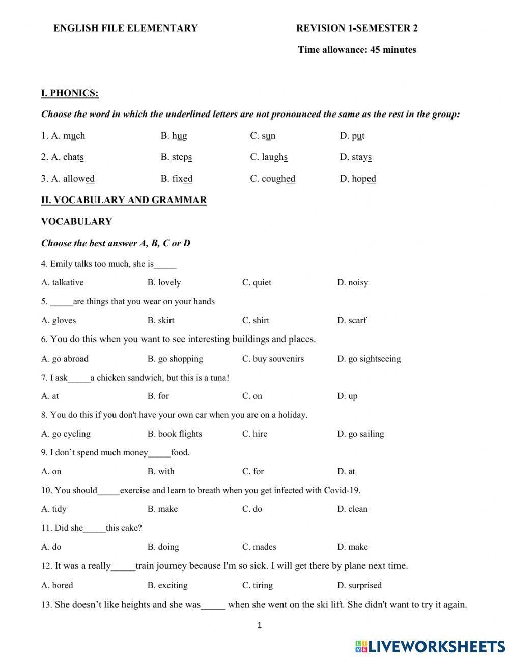 Review for the second term test