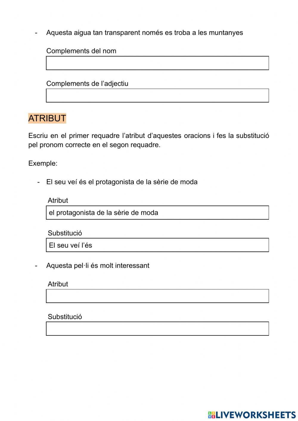 Sintaxi: CN, CAdj, Atribut, CD