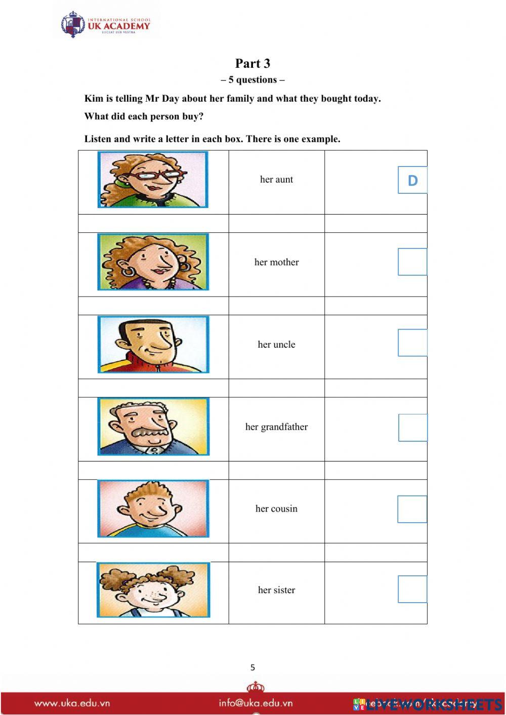 Mock test  grade 4 listening