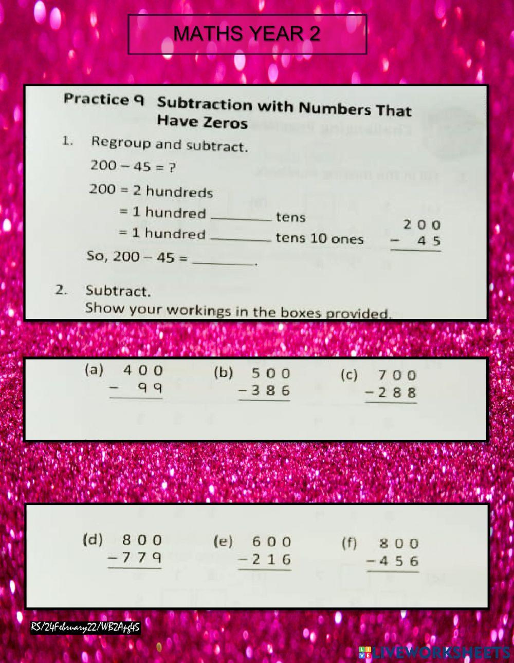 Subtraction with regrouping WB pg 45