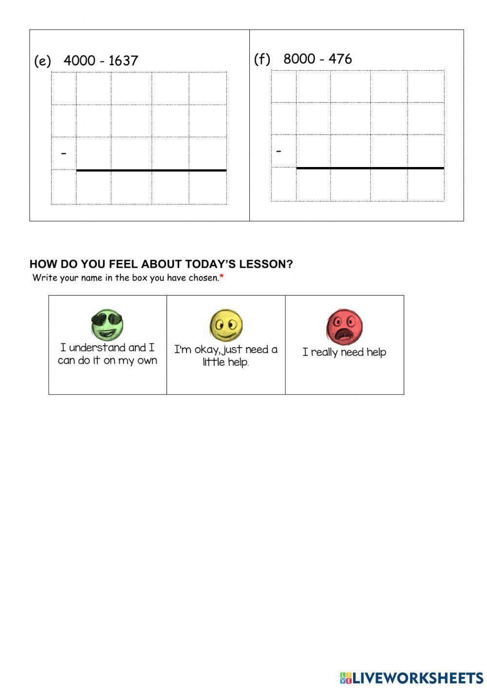 Subtraction wuth numbers that have zeros
