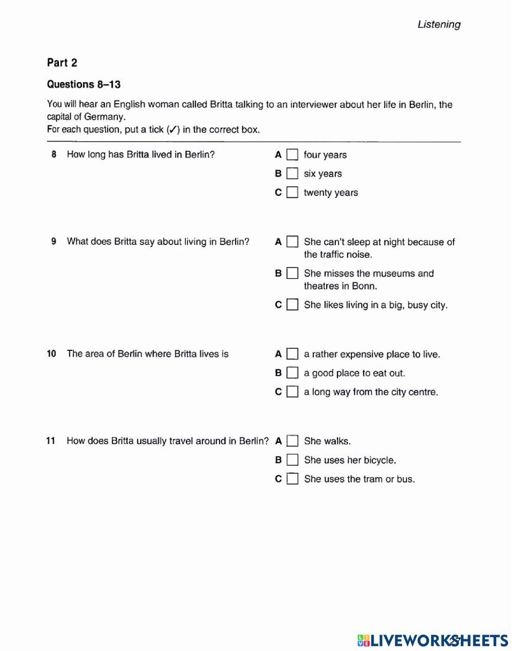 PET Listening practice