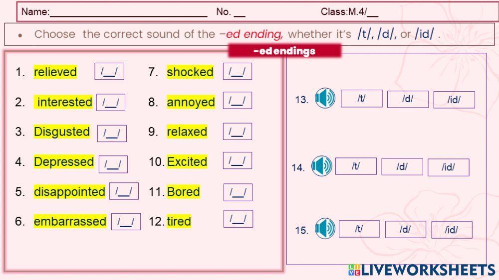 Adjectives with -ed endings