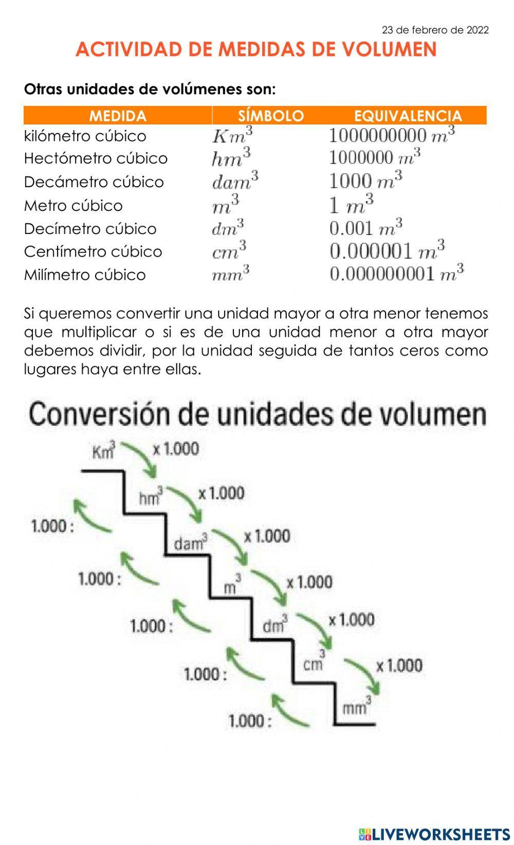 Actividad de medidas de volumen
