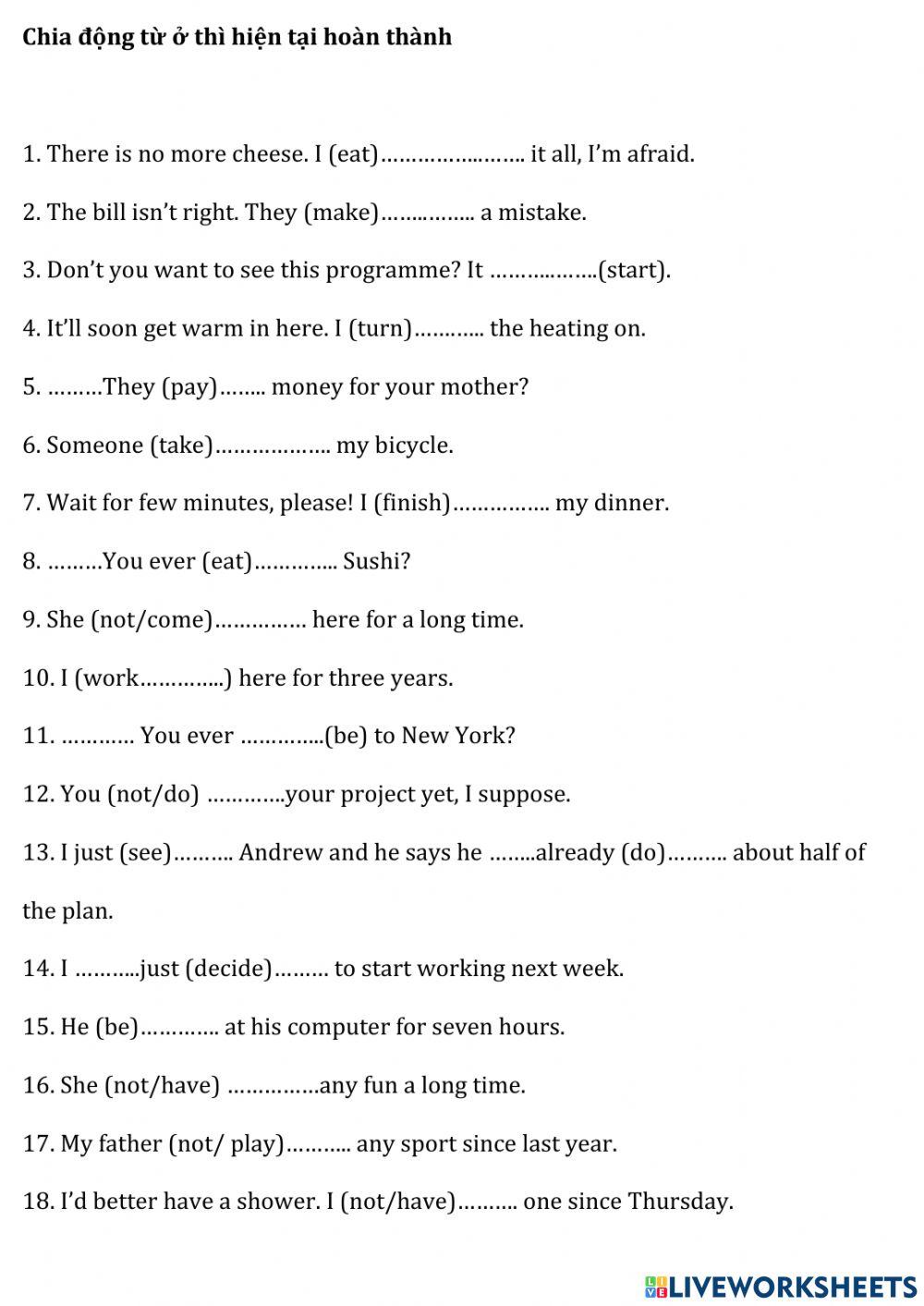Present perfect tense