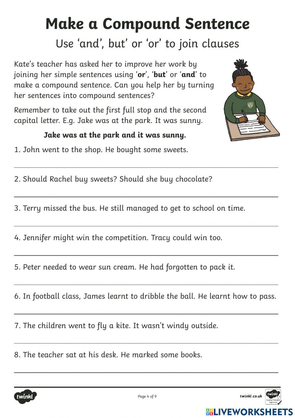 And Or But online worksheet | Live Worksheets
