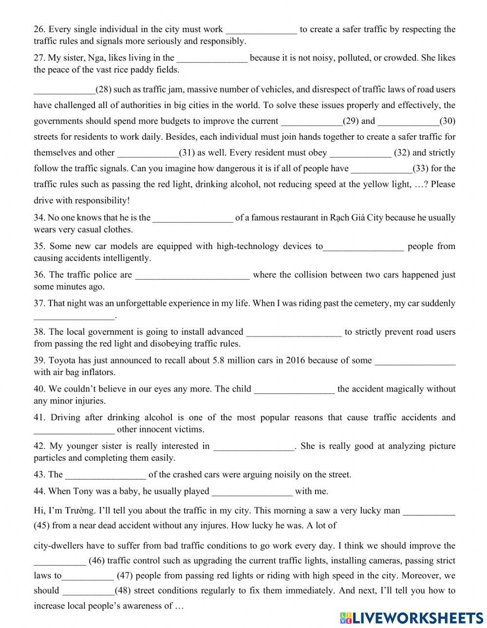 Vocabulary english 7 - unit 7