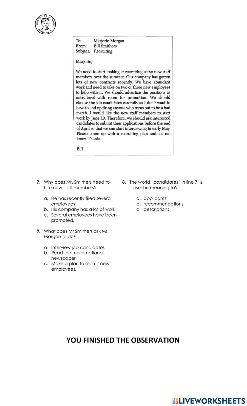 1st-Observation-12th grade