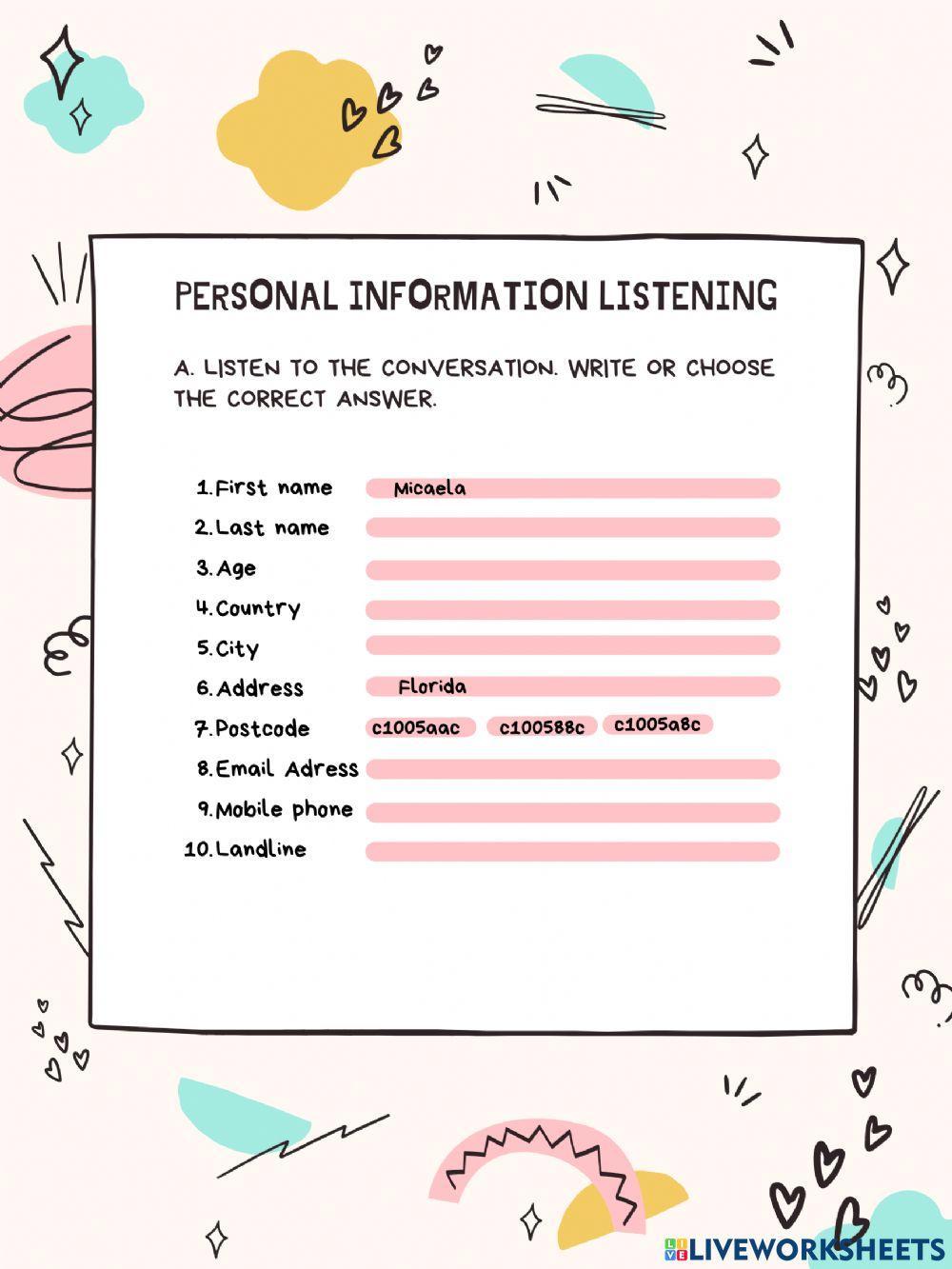 Listening to personal information