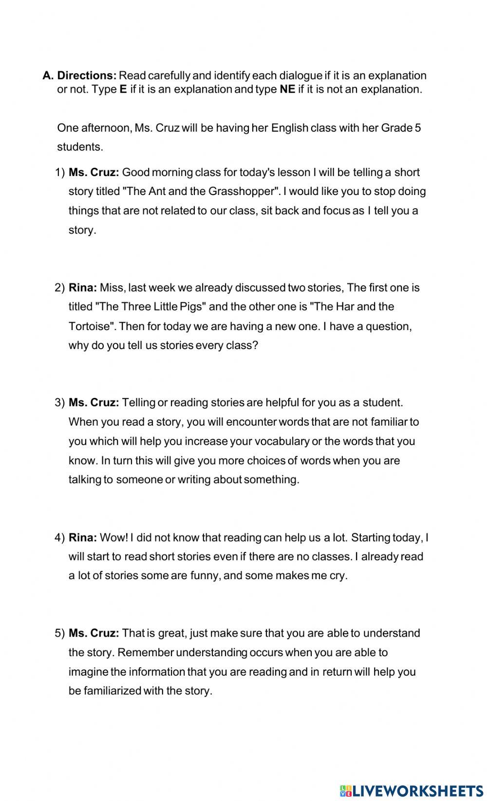 Identifying Explanation Text